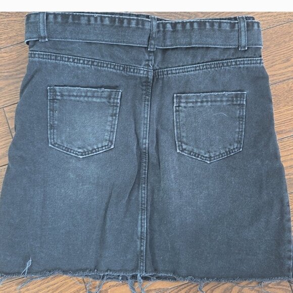 Denim co black denim distressed mini skirt size 11-12 - Picture 2 of 10
